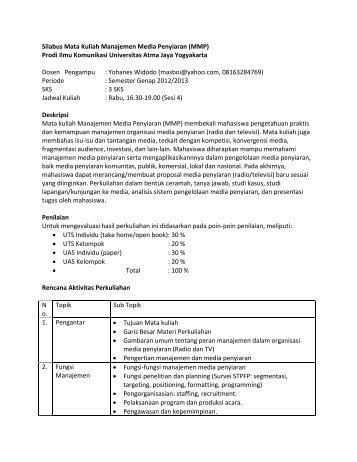 Silabus Manajemen Media Penyiaran 2013(1) - Ayo Menulis FISIP ...