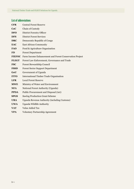 NatioNal timber trade aNd FleGt SolutioNS For uGaNda - WWF