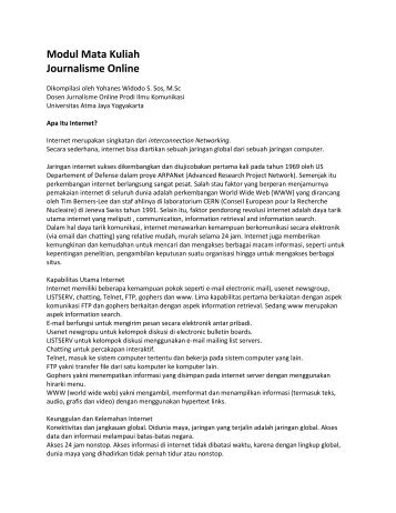 Modul Mata Kuliah Journalisme Online - Ayo Menulis FISIP UAJY