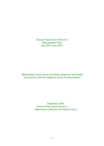 i Toorsa Strict Nature Reserve Management Plan July 2012 ... - WWF