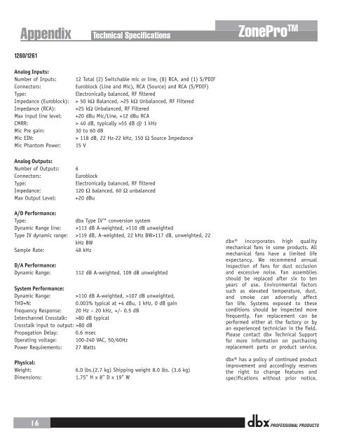 DBX ZonePro 1260m,1261m Install Guide (pdf)