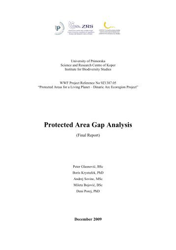 Gap Analysis Final Report - “Dinaric Arc parks“ project