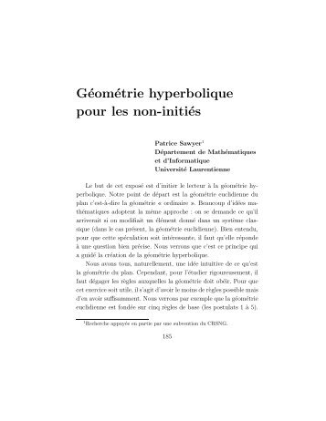 Géométrie hyperbolique pour les non-initiés