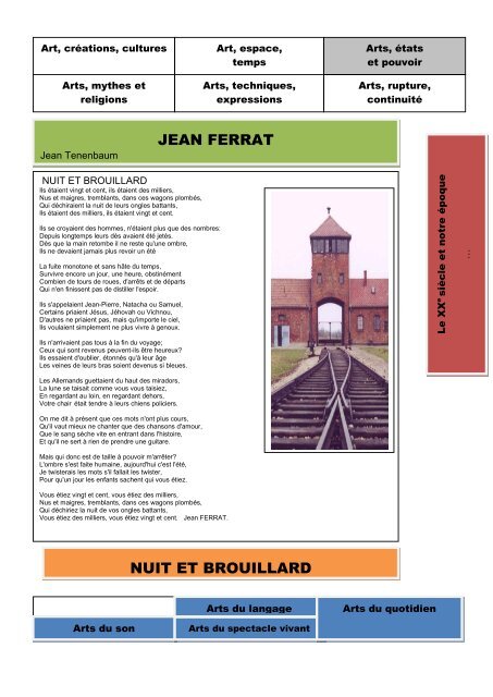 JEAN FERRAT NUIT ET BROUILLARD - Académie de Lille