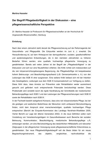 Der Begriff Pflegebedürftigkeit in der Diskussion – eine ... - BBE