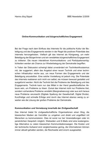 Hanns-Jörg Sippel BBE-Newsletter 2/2009 Online-Kommunikation ...