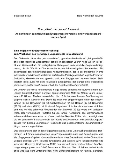 Sebastian Braun BBE-Newsletter 13/2008 Vom „alten“ zum „neuen ...