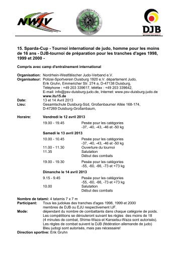 15. Sparda-Cup - Tournoi international de judo, homme pour les ...