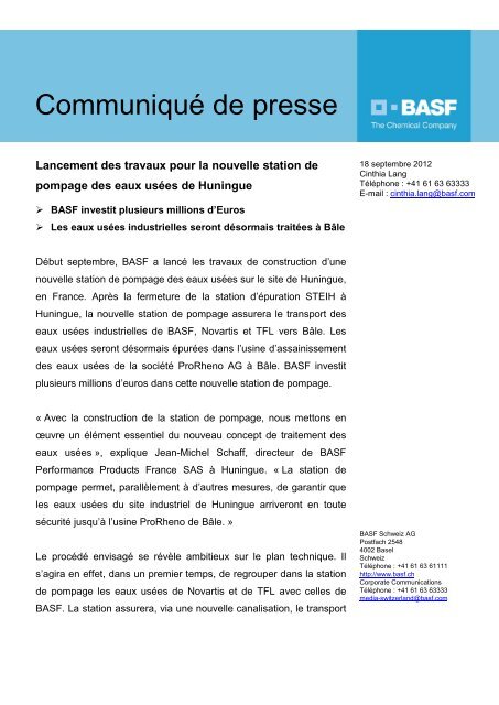 Communiqué de presse