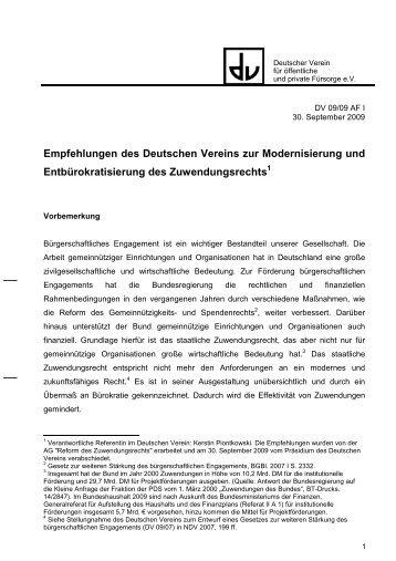 Empfehlungen Zuwendungsrecht 30 9 09 - Deutscher Verein