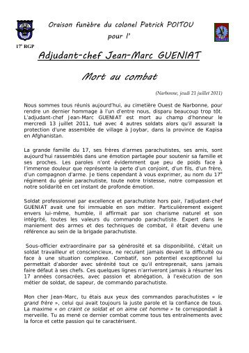 Mort au combat - Amicale 17 RGP