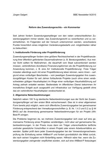 Reform des Zuwendungsrechts - BBE