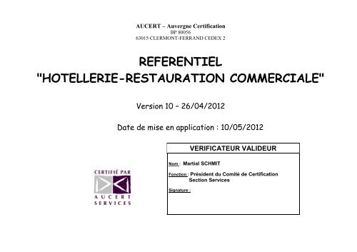 Télécharger le référentiel Hôtel-Restaurant. - Qualité Auvergne