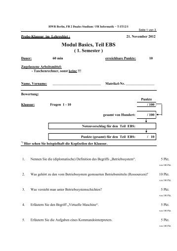 BA/TI - Klausur - 22.03.94 - Modul "Basics" ( 1. Semester)