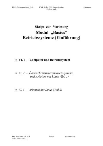 Skript (pdf-Dokument) - Modul "Basics" ( 1. Semester)