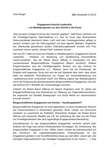 Viola Seeger: Artikel im BBE-Newsletter 01/2012 - Robert Bosch ...
