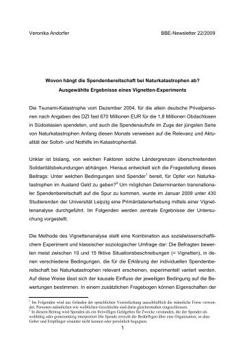 Wovon hängt die Spendenbereitschaft bei Naturkatastrophen ... - BBE