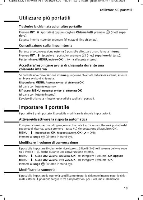 Mobilteil Classic S127 Combiné Classic S127 Portatile Classic ...