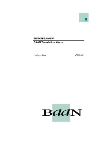 TRITON/BAAN IV BAAN Translation Manual - Baan Implementation ...