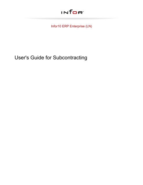 Subcontracting - Baan Implementation Help, Consulting and Tutorials