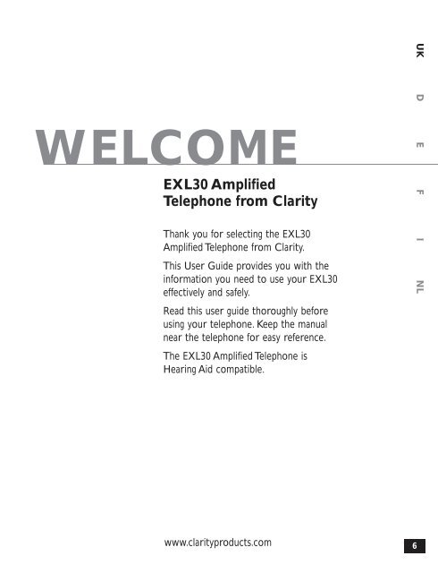 8409 Clarity EXL30 Guide Cover - Cordless phones