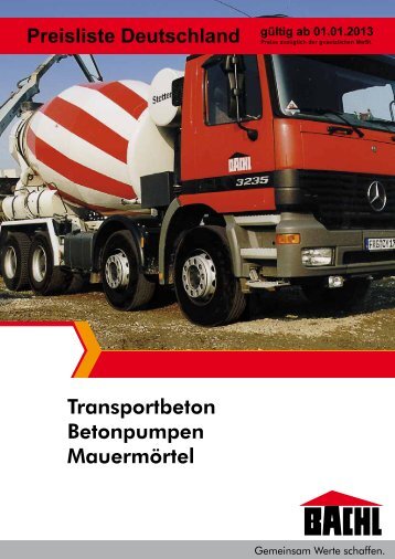 Transportbeton Betonpumpen Mauermörtel - Bachl