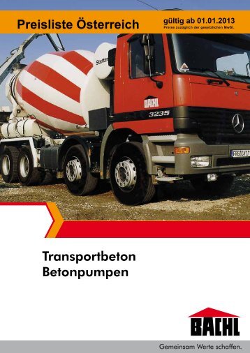 Transportbeton Preisliste - Bachl