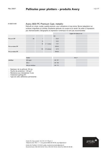 Pellicules pour plotters - produits Avery