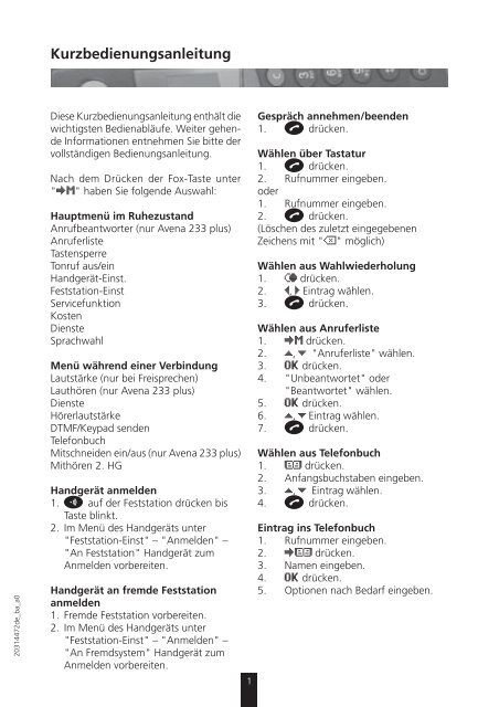 Schnurloses Telefon DECT - Bedienungsanleitungen