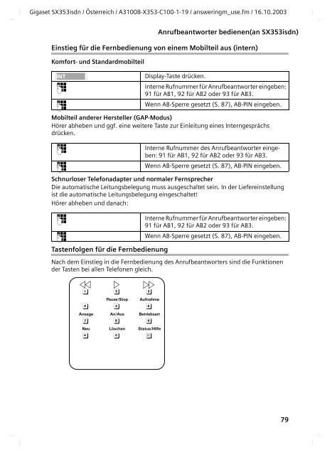 Gigaset SX353 isdn.pdf - Bedienungsanleitungen