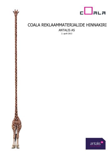 COALA REKLAAMMATERJALIDE HINNAKIRI