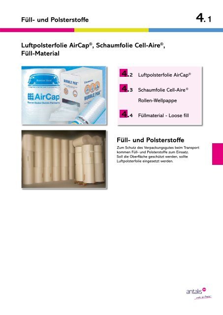 Luftpolsterfolie Aircap®, Schaumfolie cell-Aire®, Füll-Material Füll ...