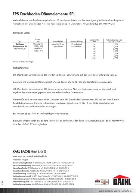 EPS Dachboden-Dämmelemente SPL.qxd - Karl Bachl GmbH & Co ...