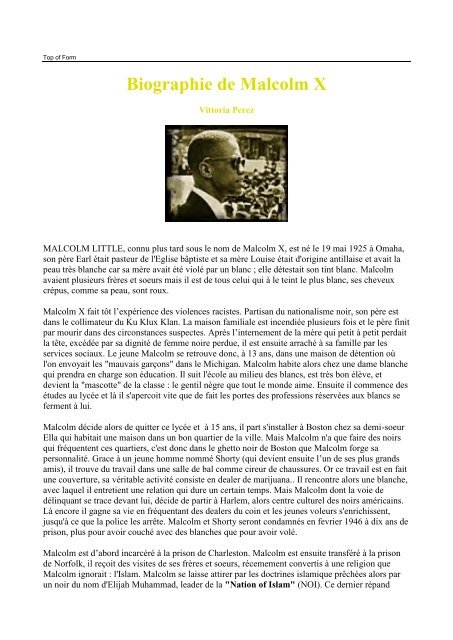 Biographie De Malcolm X Lycee Chateaubriand De Rome Biographie De Malcolm X Lycee Chateaubriand De Rome