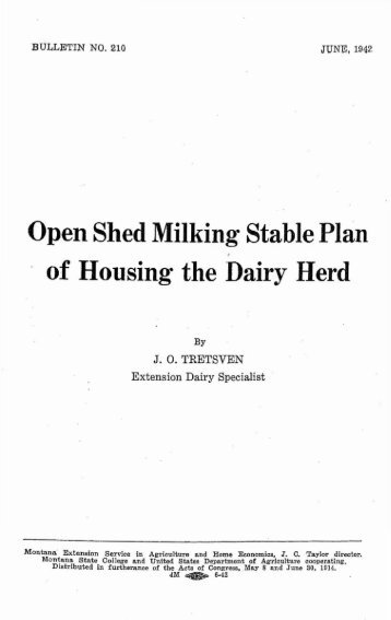 Open Shed Milking Stable Plan of Housing the Dairy Herd