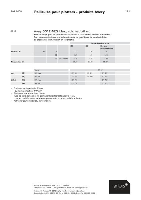 Pellicules pour plotters - produits Avery