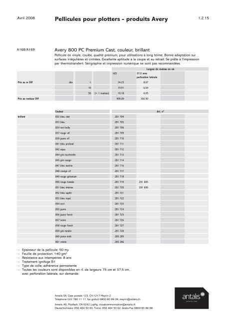 Pellicules pour plotters - produits Avery