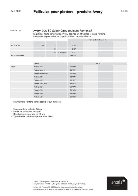 Pellicules pour plotters - produits Avery