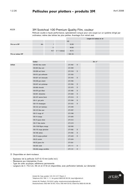 Pellicules pour plotters - produits Avery