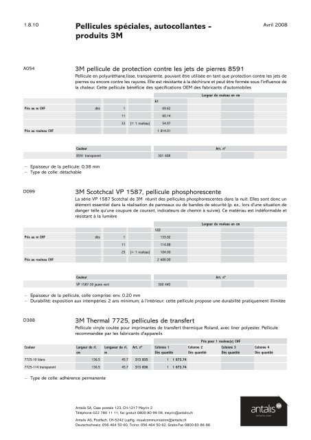 Pellicules pour plotters - produits Avery