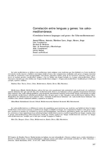 Correlación entre lenguas y genes: los usko-mediterráneos. IN: XV ...
