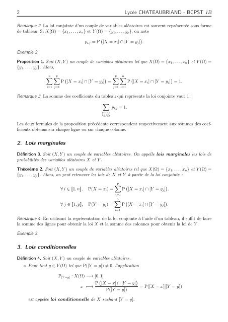 Couples de variables aléatoires