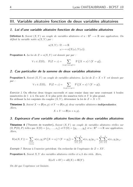 Couples de variables aléatoires