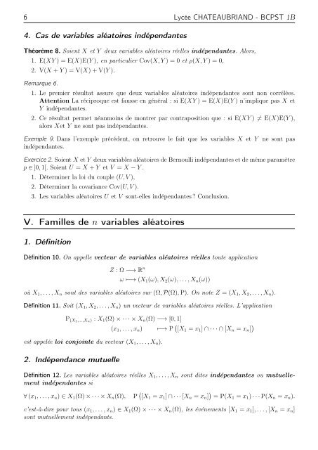 Couples de variables aléatoires