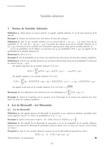 Variables aléatoires - Emmanuel Morand
