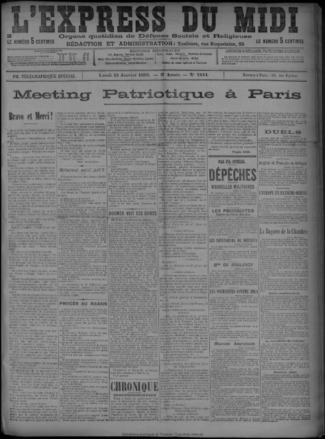 24 Janvier 1898 - Bibliothèque de Toulouse