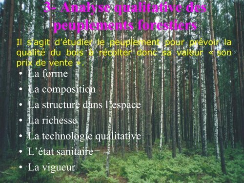 analyse des peuplements forestiers - Institut Charles Quentin