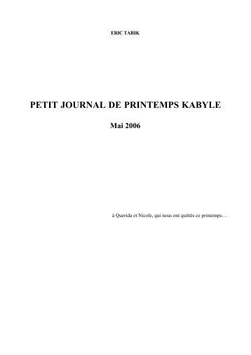 PETIT JOURNAL DE PRINTEMPS KABYLE Mai 2006