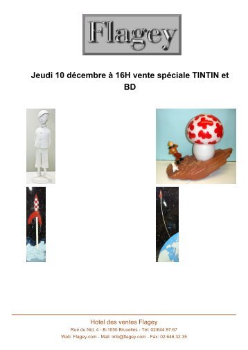 Jeudi 10 décembre à 16H vente spéciale TINTIN ... - Auction In Europe