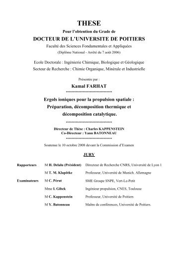 Ergols ioniques pour la propulsion spatiale - Université de Poitiers